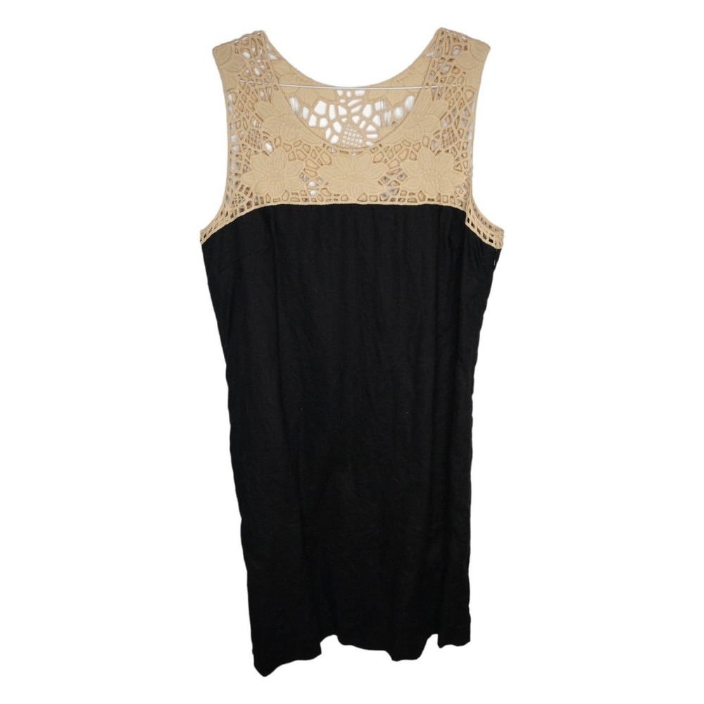 Loft Linen Sheath Dress Crochet Lace Neckline Size 8